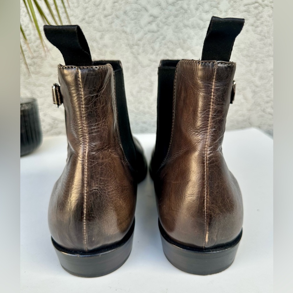 John Varvatos Collection Men's Lewis Buckle Steel Gray Leather Chelsea Boots 13 - Picture 3 of 7